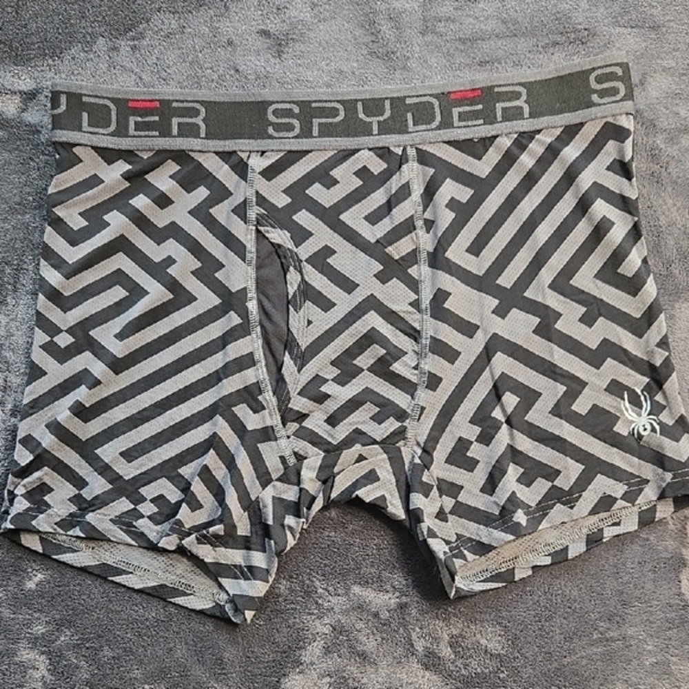 Spyder Black and Gray Boxer Briefs with Geometric Design